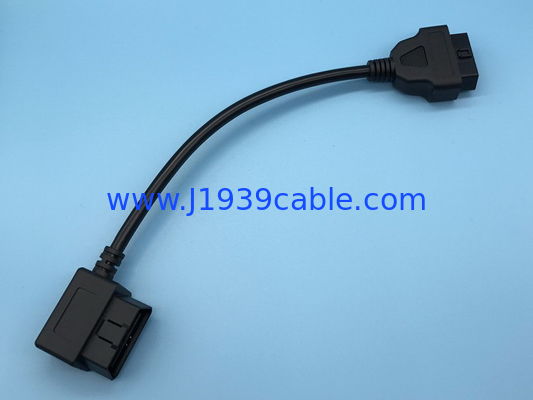 Mâle à angle droit d'OBD2 OBDII 16-Pin J1962 à l'extension femelle autour du câble