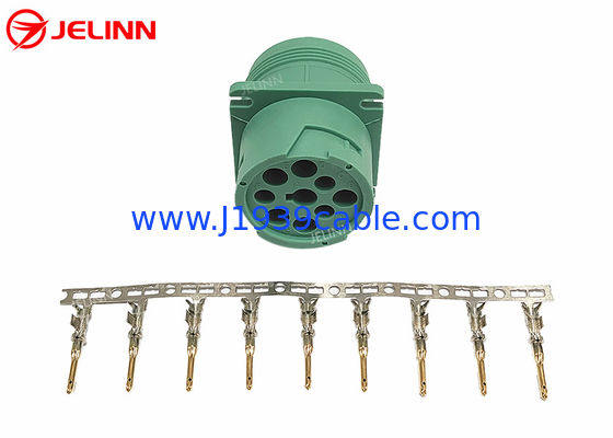 Type vert - 2 connecteur de prise masculine de Pin J1939 d'Allemand 9 avec 9 PCS de goupilles