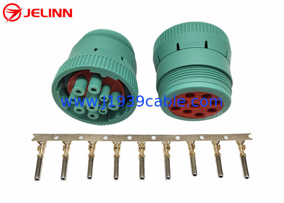 Type vert - 2 connecteur femelle de Pin J1939 d'Allemand 9 avec 9 PCS de terminaux