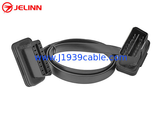 Mâle à angle droit d'OBD2 OBDII 16-Pin J1962 au câble plat d'extension femelle