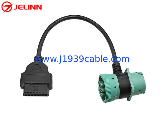 Vert Deutsch J1939 9Pin Connecteur mâle femelle Pass-through à OBD2 OBDII Femme câble en forme de T 9 Pin OBD 2 Adapt