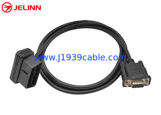 J1962 Corner droit OBD 2 OBD2 16 broches au câble de connexion RS232 DB9